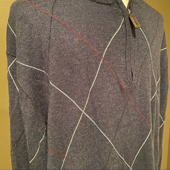 Cremieux Half Zip Argyle Silk Blend  Sweater Size XL - Picture 4 of 10